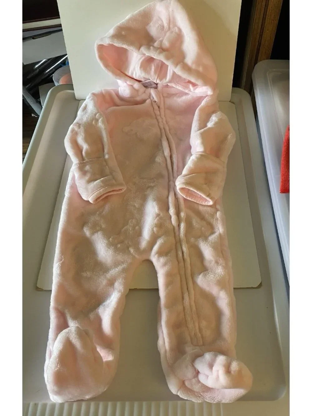 Little Beginnings Baby Girl Bear/Bunny Fleece Hooded Footy Coverup Pink 0-3 Mos